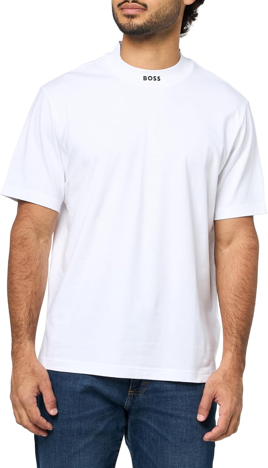 

Мужская футболка BOSS с ярким логотипом на воротнике, White Gloss, Белый, Мужская футболка BOSS с ярким логотипом на воротнике, White Gloss