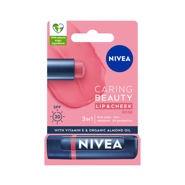 

Питательная губная помада «Роза», 4,8 г Nivea Caring beauty 3w1