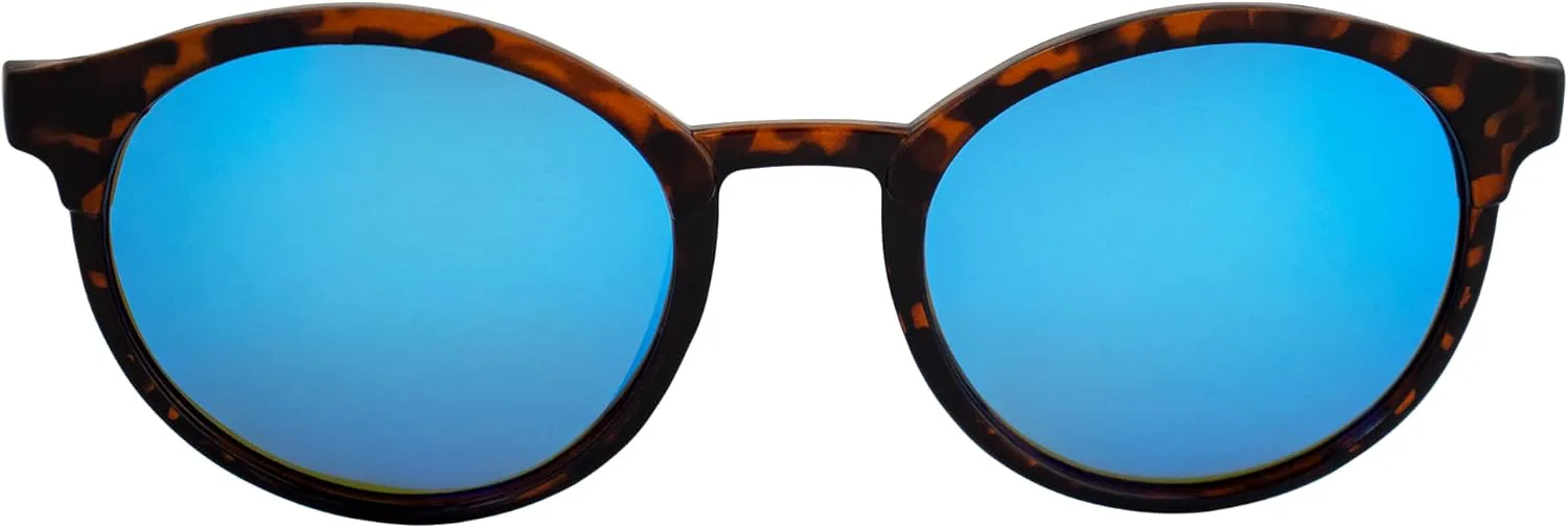 

Женские поляризованные солнцезащитные очки Maldives в крупной круглой черепаховой оправе с синими зеркальными линзами Islander Eyes, Tortoise-blue Mirror
