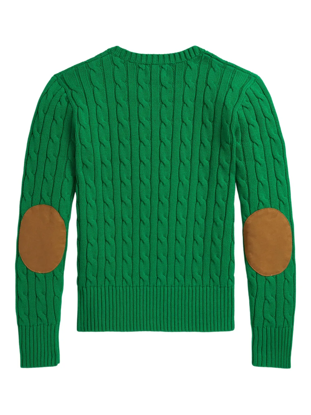 Вязаный свитер с нашивками на локтях Polo Ralph Lauren Kids, зеленый — фото 2