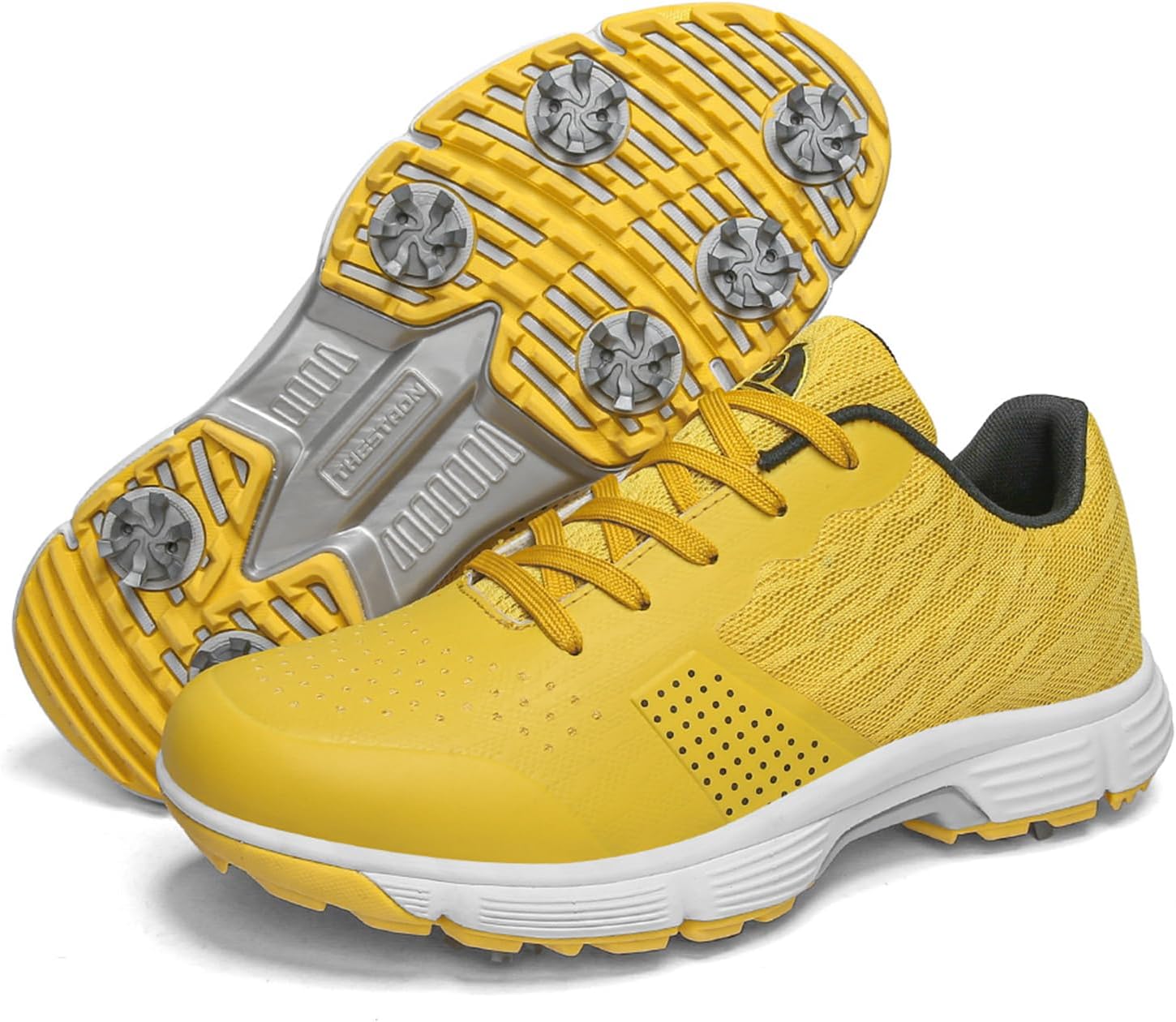 

Водонепроницаемые профессиональные гольф-кроссовки для мужчин с шипами, мужская обувь для гольфа на открытом воздухе, противоскользящая обувь для прогулок Zakey, желтый