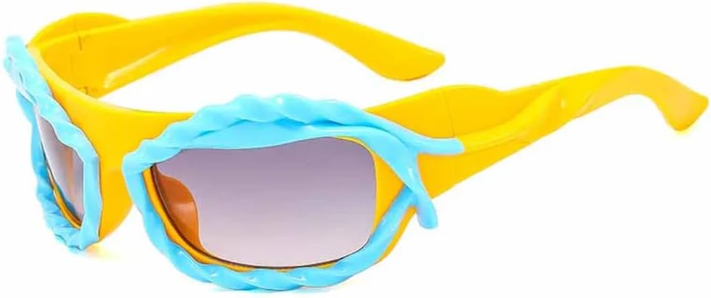 

Модные женские солнцезащитные очки неправильной формы, стильные мужские очки для активного отдыха на природе, для вождения, походов, с защитой от УФ-излучения UV400 TVTBBVV, Yellow Blue Gray