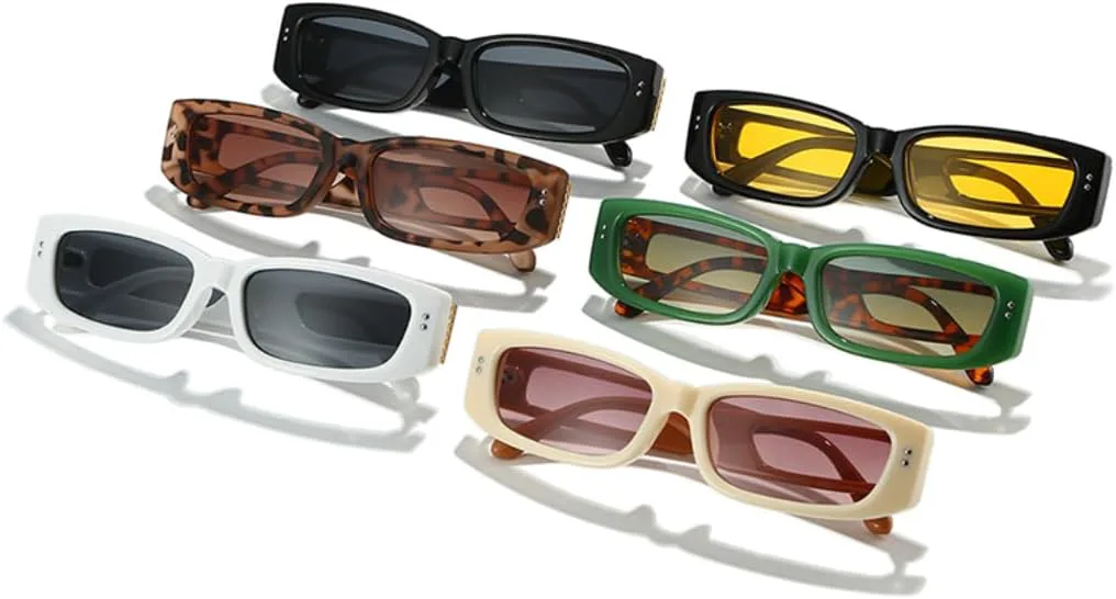 

Модные прямоугольные солнцезащитные очки для женщин с защитой от УФ-излучения UV400, ретро-стиль, заклепки, градиентные, для мужчин TYUVIVO, Green Green Tea