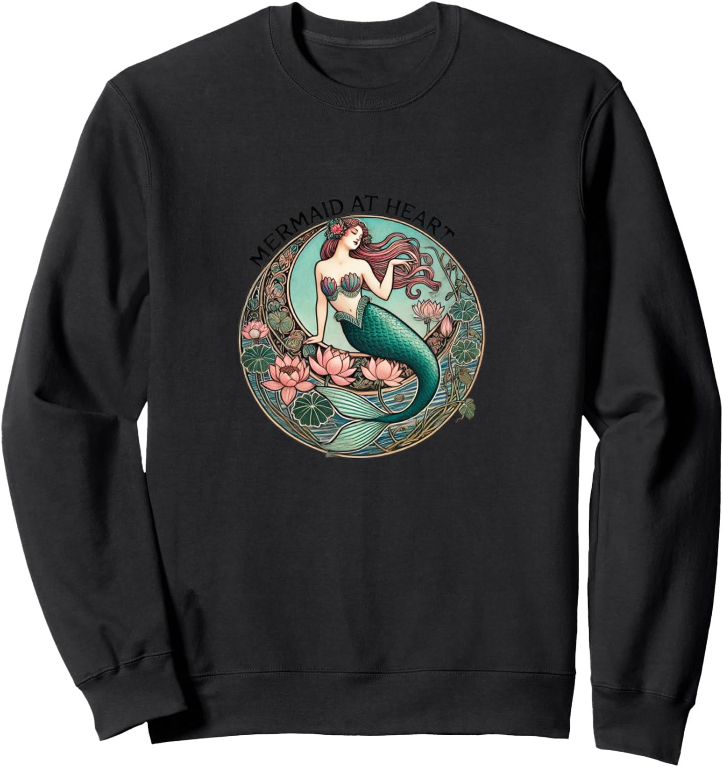 

Толстовка с иллюстрацией Русалка в сердце Vintage Mermaid Love Snugg, черный