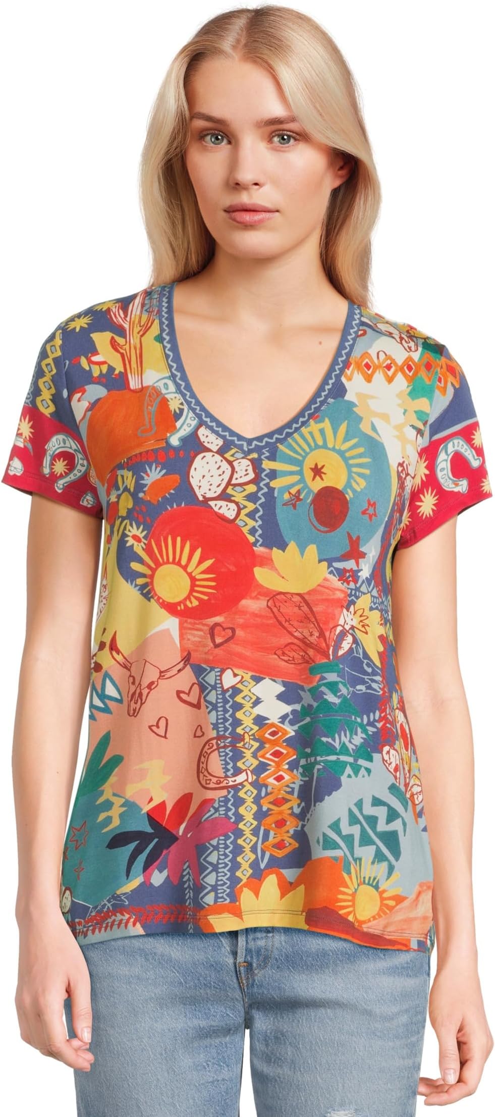 

Футболка Johnny Was The Janie Favorite Short Sleeve V-Neck Tee, Liberty Scarf