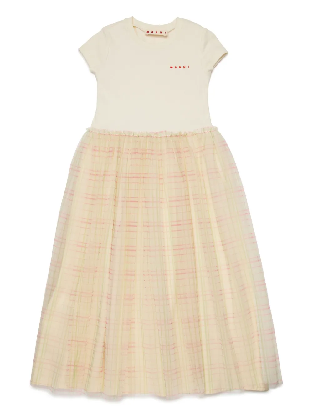 

Платье с клетчатой юбкой Marni Kids, нейтральный