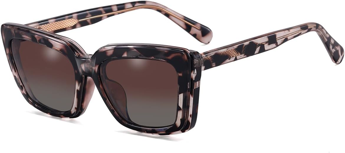 

Модные квадратные солнцезащитные очки с зажимом, поляризованные, в форме «кошачий глаз», женские, с магнитными дужками, защищающими от УФ-излучения UV400 weiyuchen, Leopard With Brown