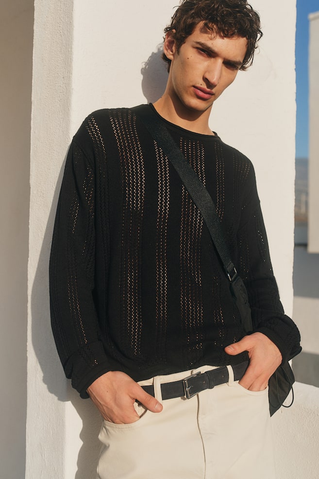 

Свитер ажурной вязки, классический крой H&M, черный