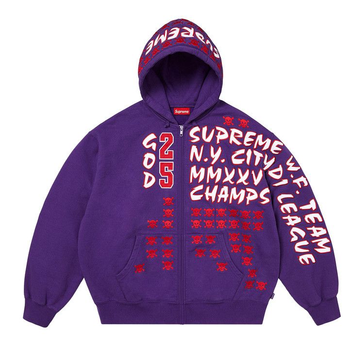 

Толстовка Supreme League Champs Zip Up Hooded Sweatshirt, Purple