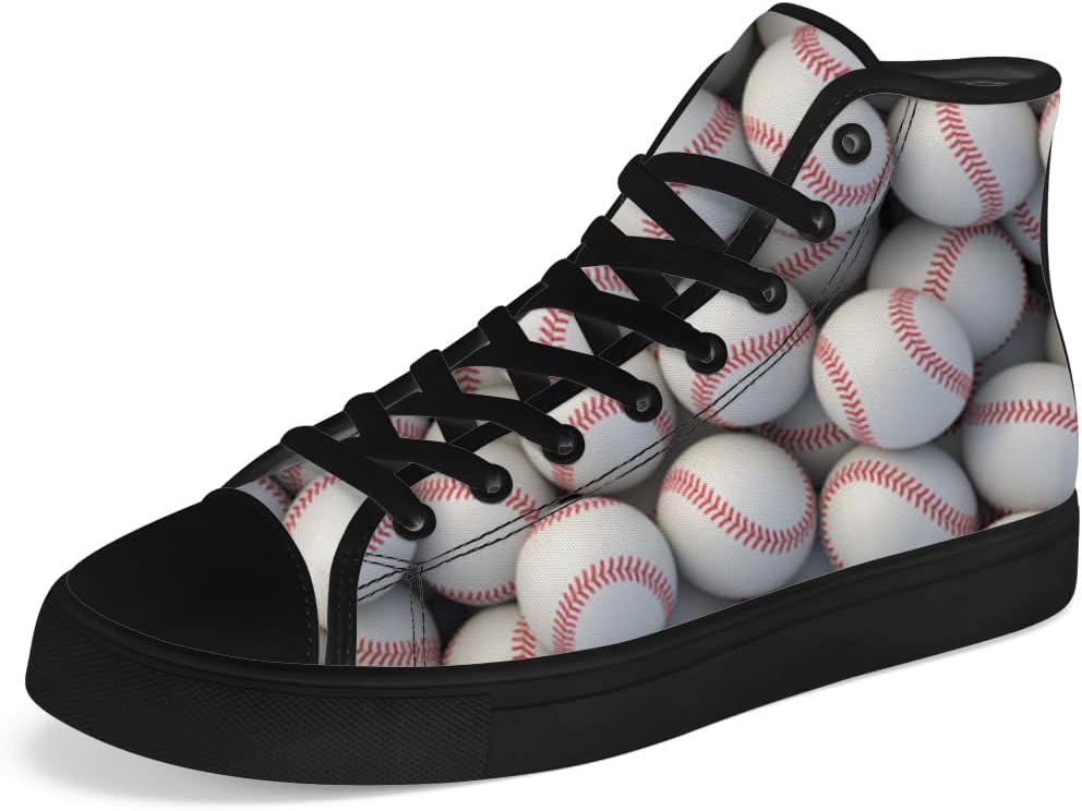 

Кеды на высокой подошве с принтом бейсбола Chebing, мужские и женские, высокие кроссовки на шнуровке, повседневная обувь, подарок для мужчин и женщин, белый