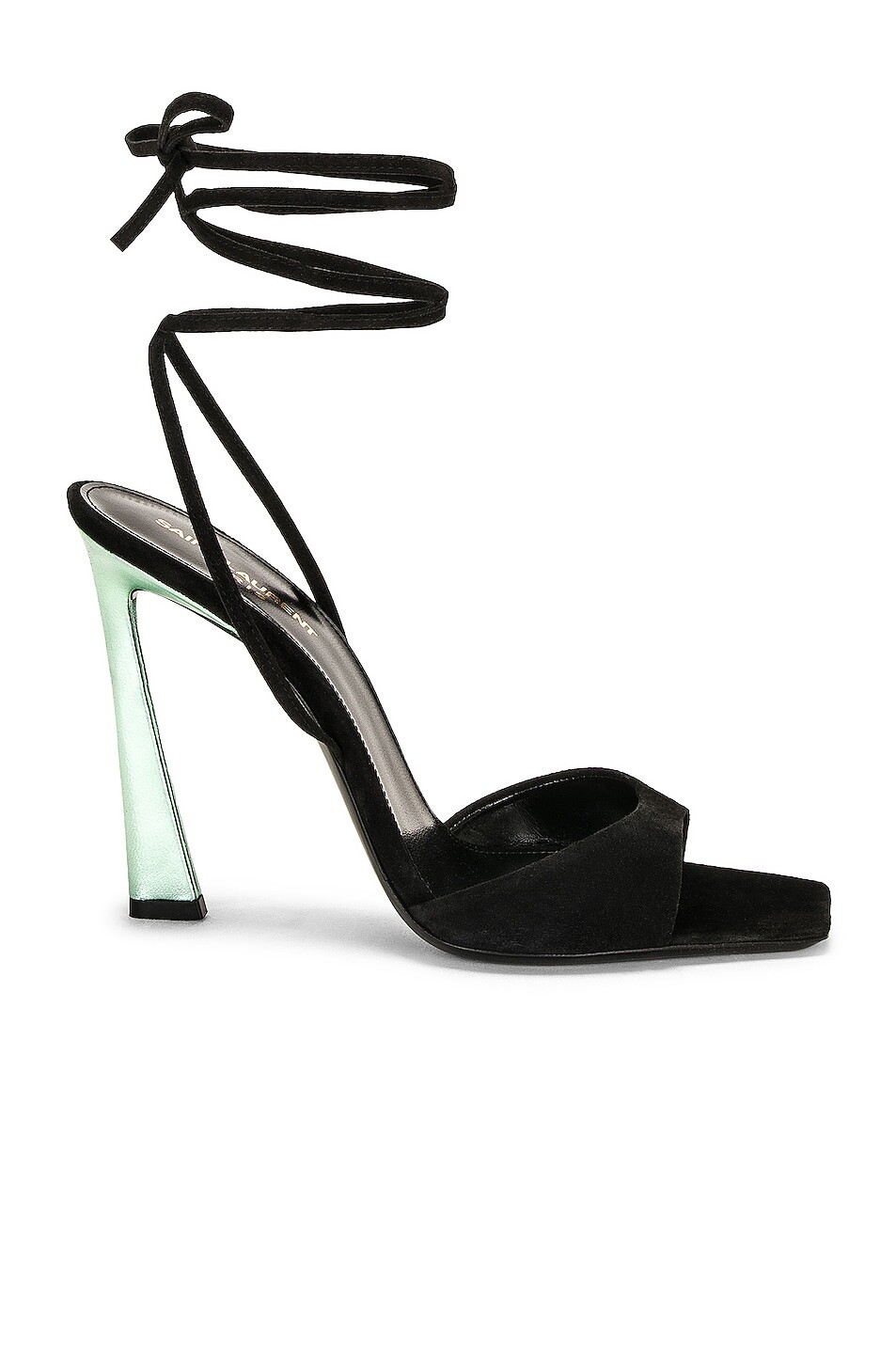 Сандалии Saint Laurent Vitti Wrap Around, цвет Nero & Hope Green