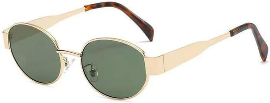 

Ретро овальные солнцезащитные очки для женщин и мужчин, круглые, в стиле панк, с золотой металлической оправой, очки для вождения, прозрачные линзы, защита от УФ-излучения UV400 KTUCN, Golddarkgreen