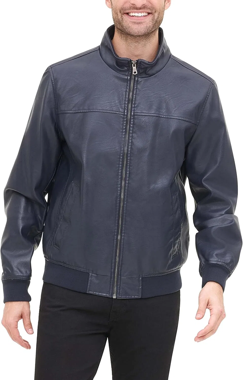 Мужская куртка-бомбер Tommy Hilfiger Adaptive из искусственной кожи Smooth Lamb Touch