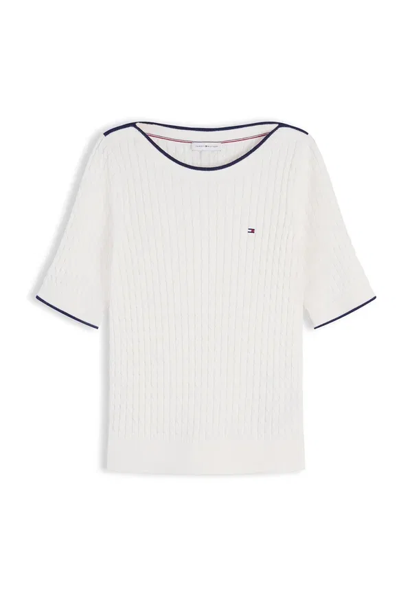 Джемпер Tommy Hilfiger, модель Fine cable boat neck, цвет слоновая кость — фото 4