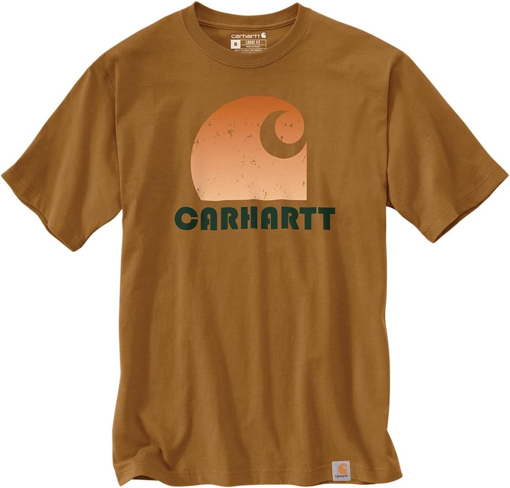 

Мужская свободная футболка Carhartt Heavyweight с коротким рукавом и принтом C, Carhartt Brown, Коричневый, Мужская свободная футболка Carhartt Heavyweight с коротким рукавом и принтом C, Carhartt Brown