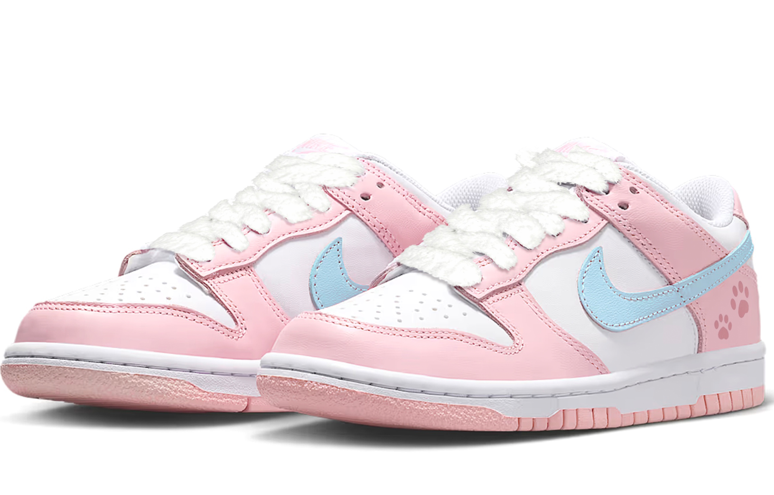 Nike Dunk Low Junior Pink Cat Paw, милый, сладкая девочка, дофаминовый стиль, специальная кожа для Дня святого Валентина — фото 4