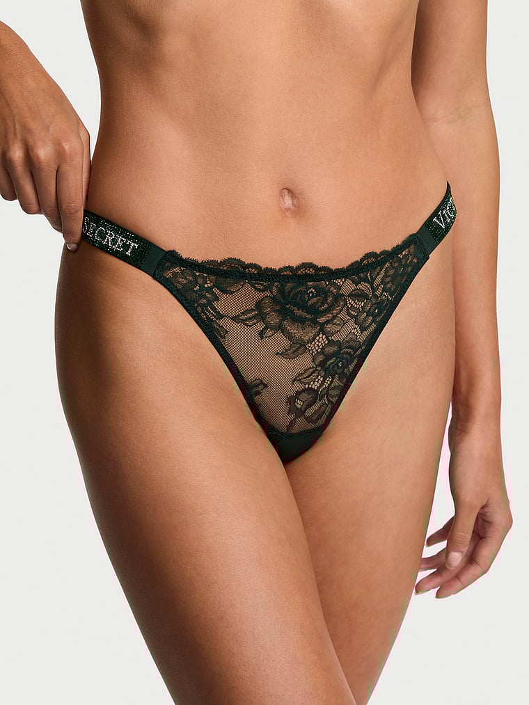 

Трусики-Стринги с блестящими кружевными бретельками Very Sexy, lace repeat shine strap cilantro