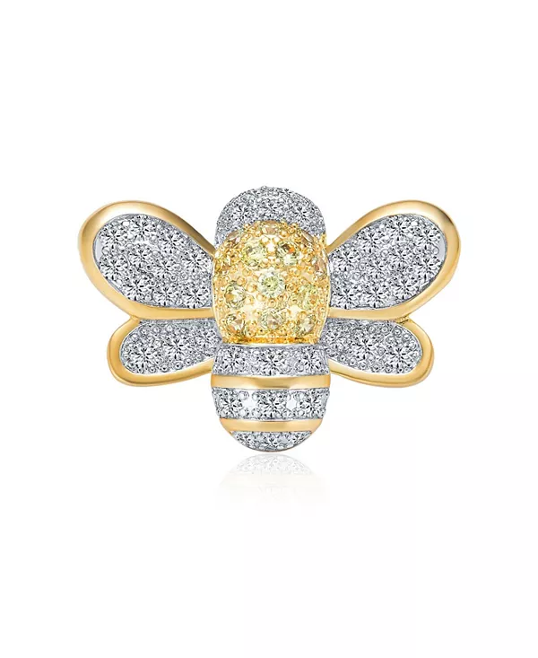 

Брошь-Булавка в виде двухцветного насекомого в виде шмеля - желтое и белое фианитовое золото, родиевое покрытие из латуни Bling Jewelry, two-tone