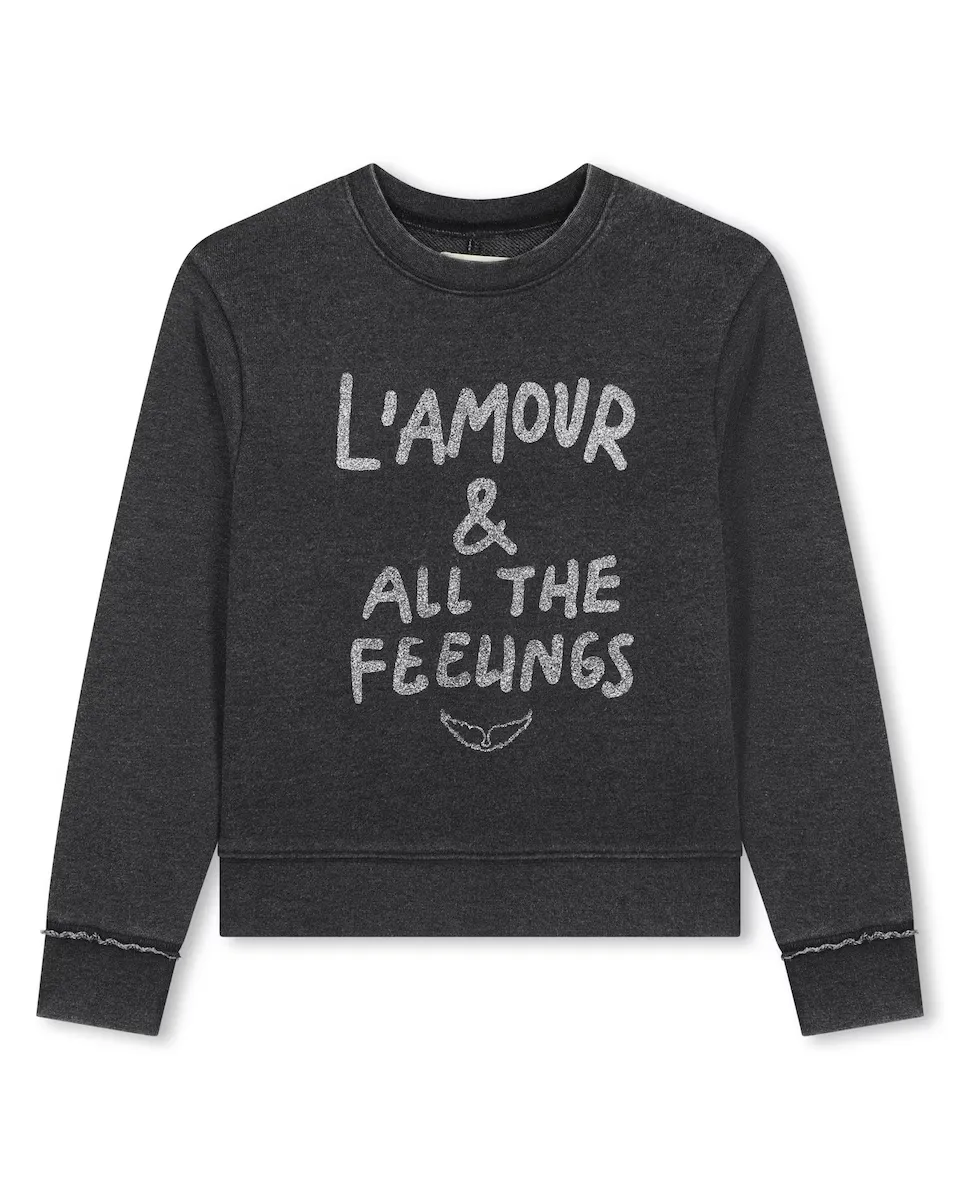 

Черная толстовка с длинными рукавами для девочки Zadig & Voltaire, черный