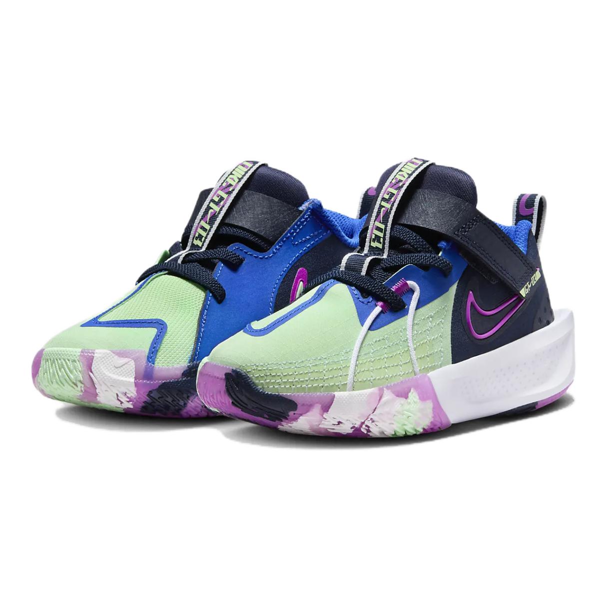 Nike Air Zoom G.T. Cut 3 Амортизирующие Износостойкие Низкие Детские Баскетбольные Кроссовки Зеленый Синий — фото 3