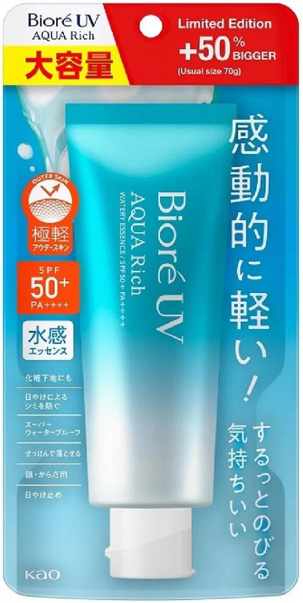Солнцезащитный гель Biore UV Aqua Rich Watery Essence SPF50+, 105 г, белый — фото 2