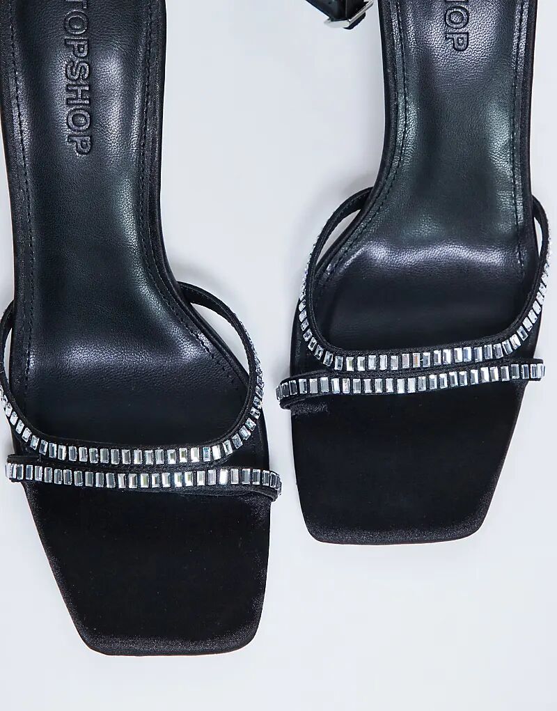 Босоножки Topshop Fifi с декоративным каблуком-клеш черного цвета — фото 2