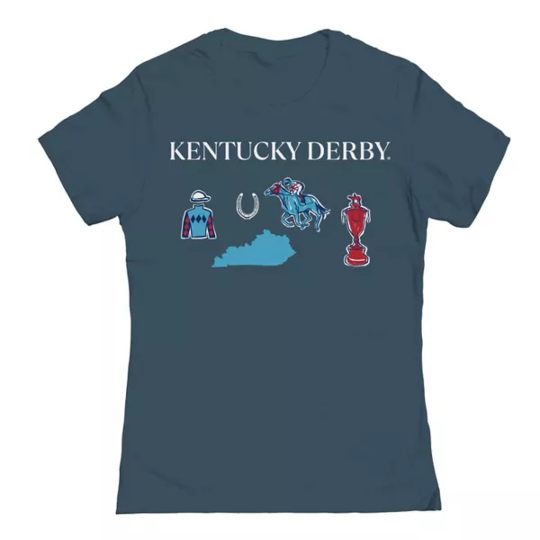 

Футболка с горизонтальным логотипом Kentucky Derby для подростков Unbranded, цвет indigo