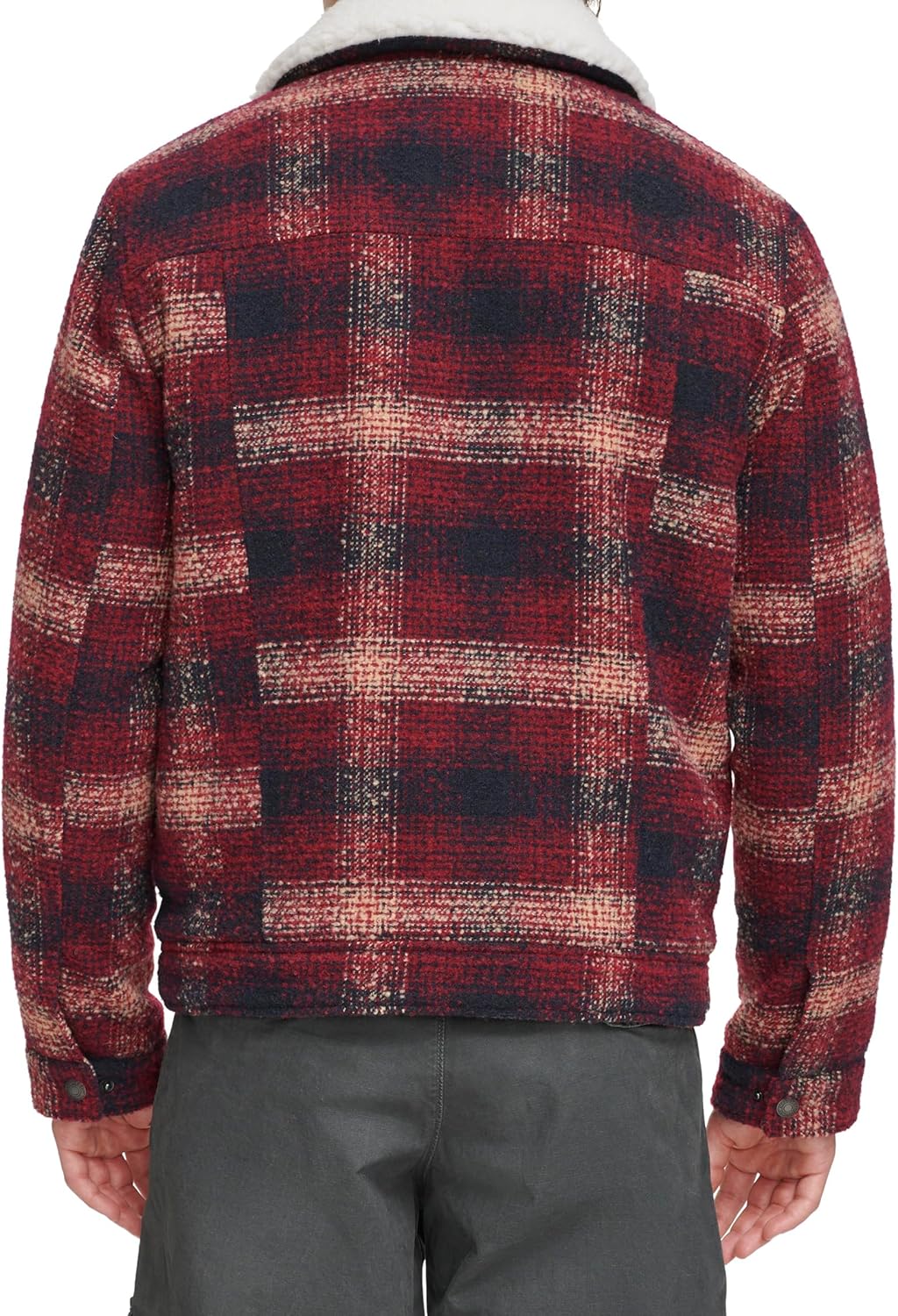 Мужские шерстяные клетчатые куртки Levi's с подкладкой из шерпы, Red Ombre — фото 3