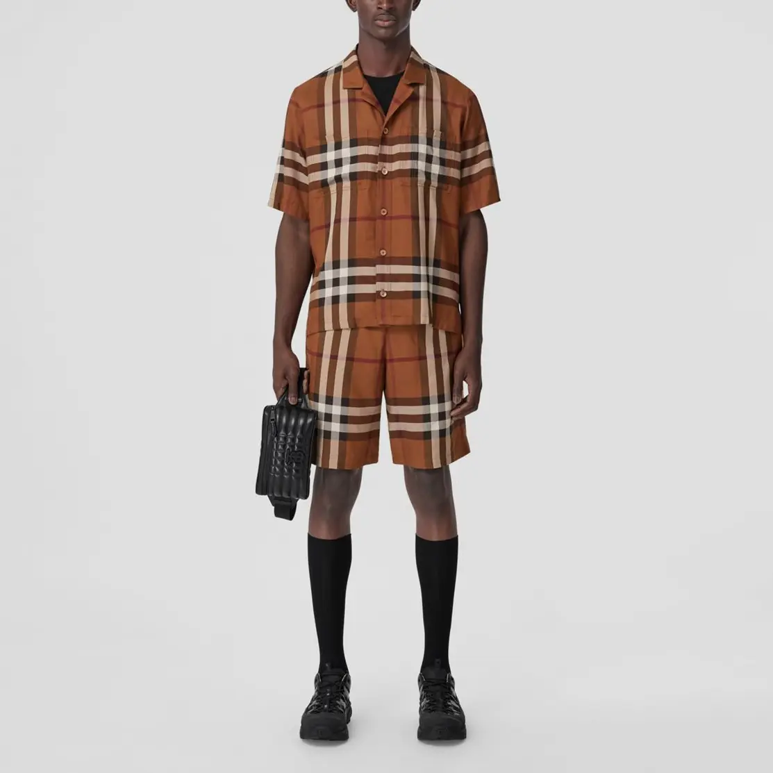 Коричневые шорты в винтажную клетку Burberry, коричневый — фото 2
