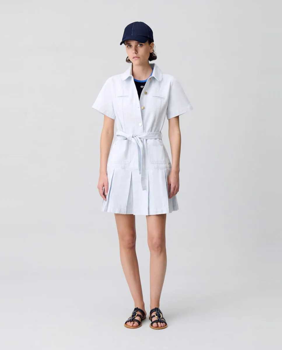 

Короткое джинсовое платье со складками Claudie Pierlot, синий
