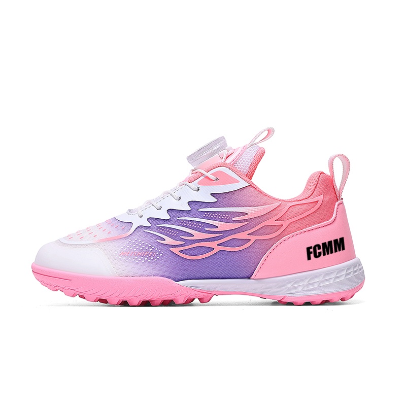 

Футбольные бутсы детские, нескользящие, износостойкие, легкие, с амортизацией и низким верхом FCMM, белый/розовый/фиолетовый