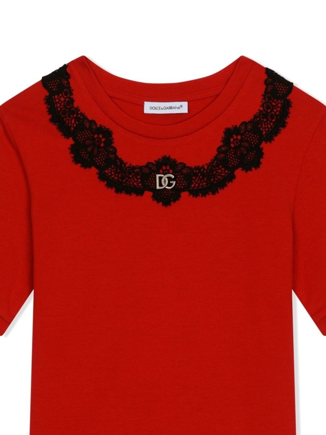 Dolce & Gabbana футболка с кружевом, красный — фото 3