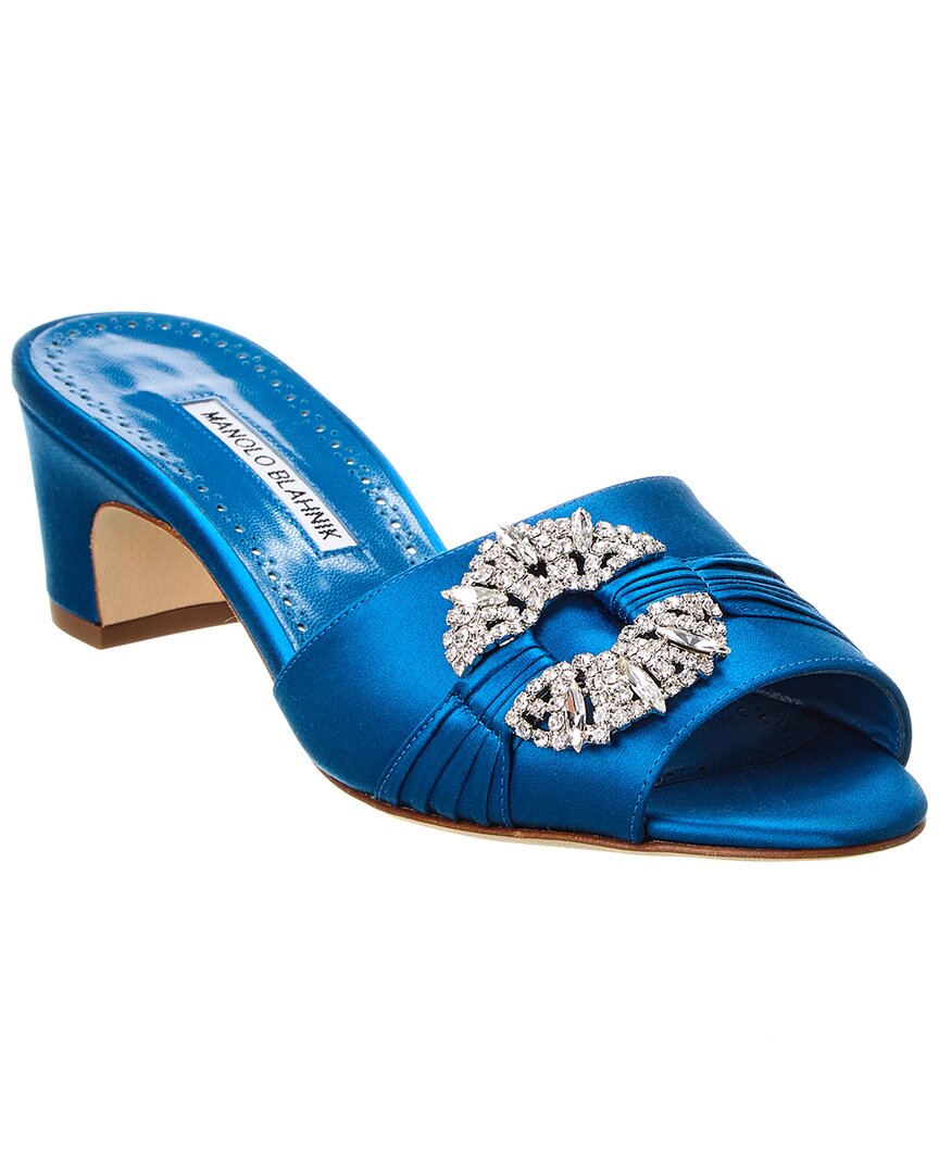 Manolo Blahnik Prinap 50 Satin Sandal, синий