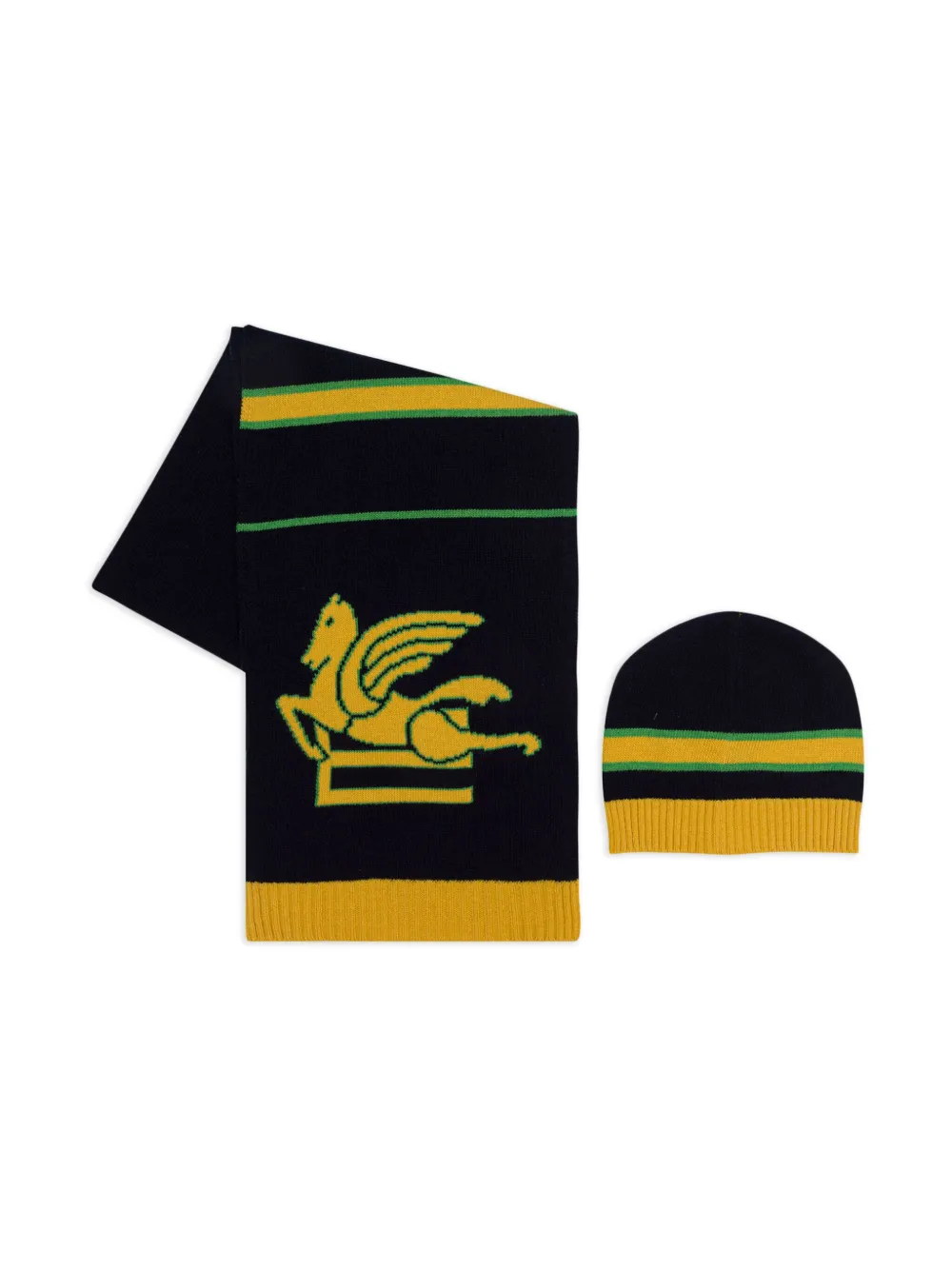 

Комплект Pegaso из шапки и шарфа Etro Kids, черный