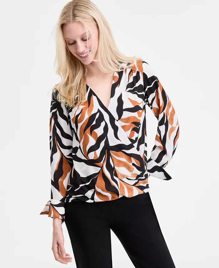 

Женская блузка с запахом и принтом, размеры XS-3X I.N.C. International Concepts