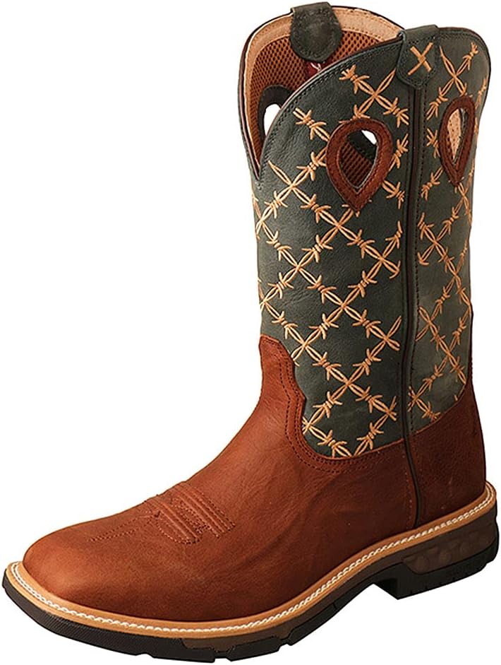 Ботинки Twisted X Men's Western Work 12 дюймов, цвет мокко и сланец