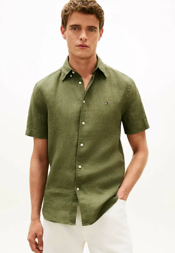 Рубашка с коротким рукавом, прямого кроя, с эффектом потертости Tommy Hilfiger, Dark Artichoke