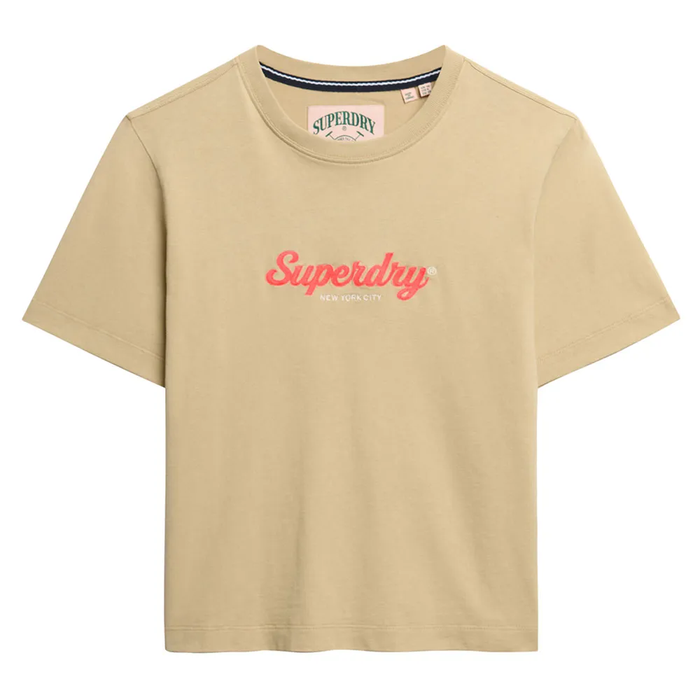 Футболка с коротким рукавом Superdry Country Club Boxy Loose, бежевый — фото 3