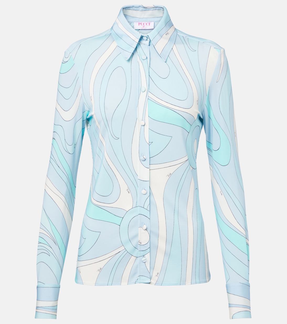 

Мармо сатиновая джерси рубашка Pucci, Aqua Marmo