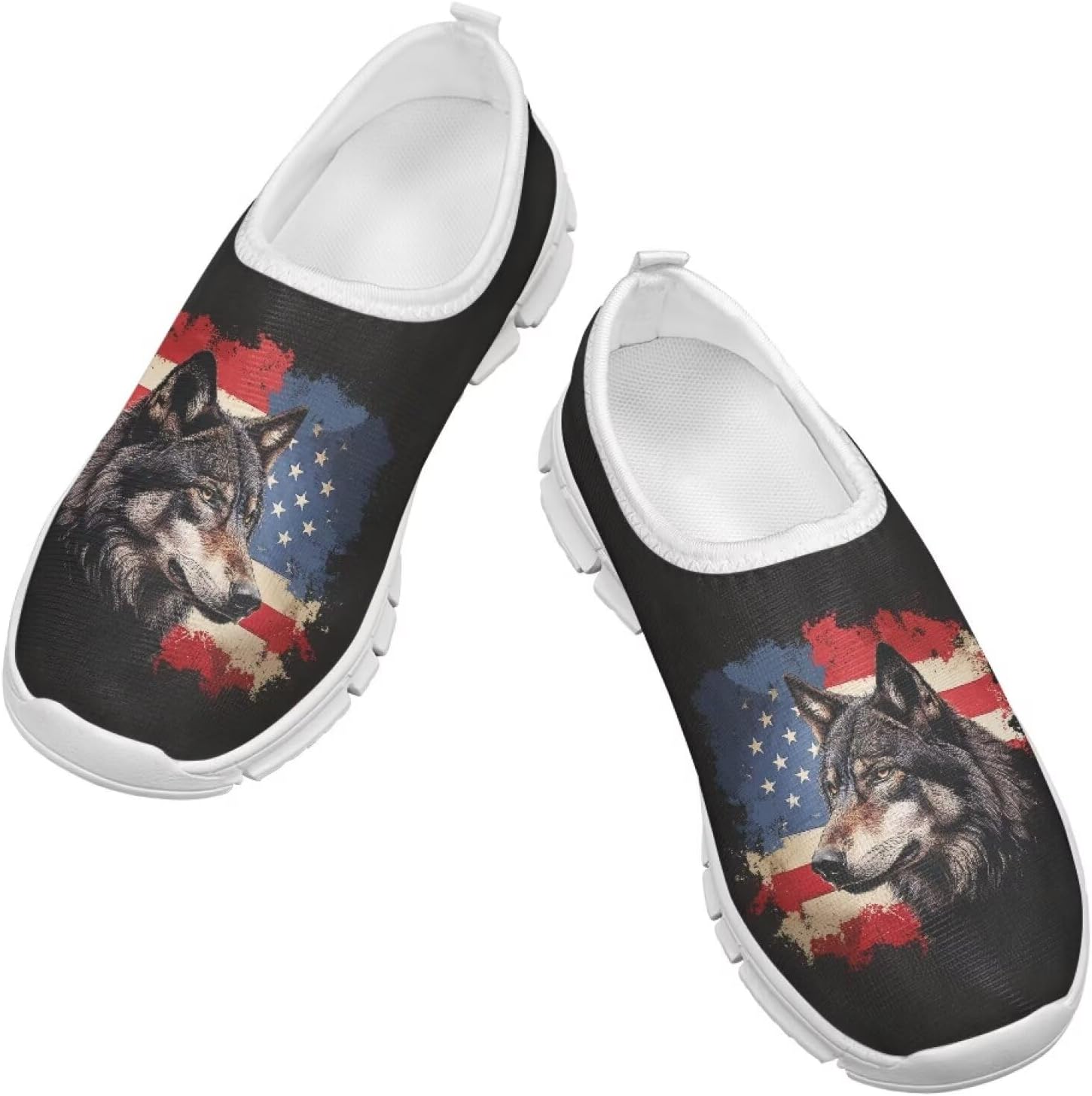 

Детские слипоны, стильная обувь для мальчиков, удобные кроссовки для спортзала и тенниса Cugasmaru, Usa Flag Wolf