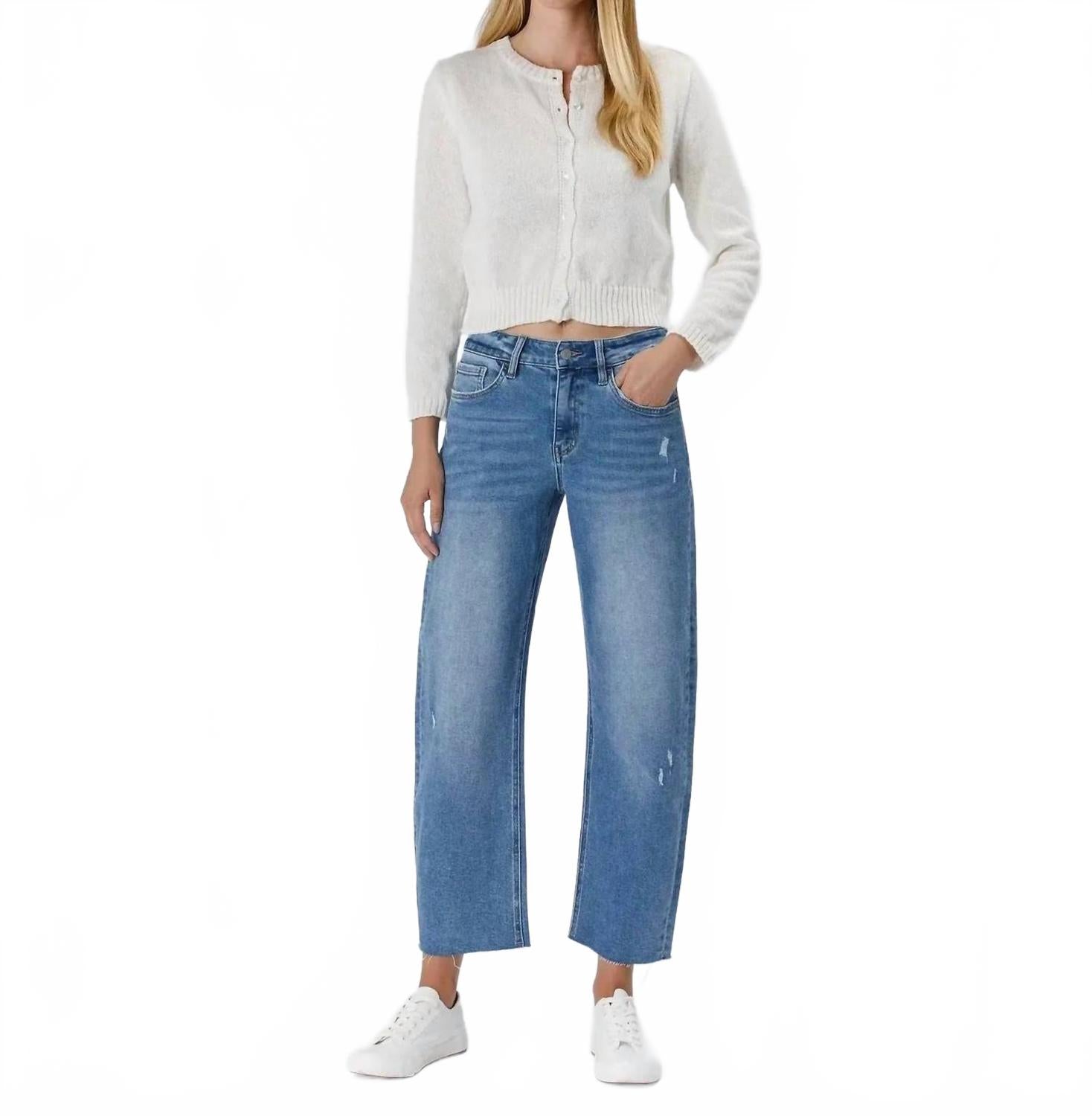 

Джинсы Chloe Barrel с высокой талией синего цвета Lovervet, синий