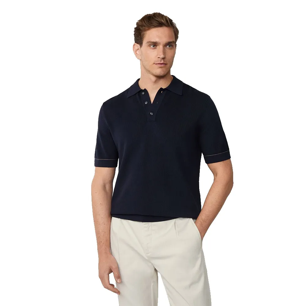 

Поло с длинным рукавом Hackett Textured, синий