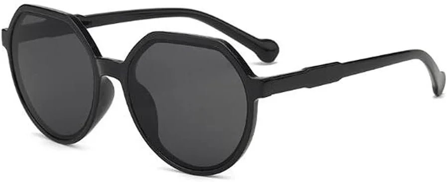 

Многоугольные солнцезащитные очки для женщин, большая оправа, ретро, ​​для маленького лица, коричневые солнцезащитные очки LXLHWN, Black Framed Gray Flakes