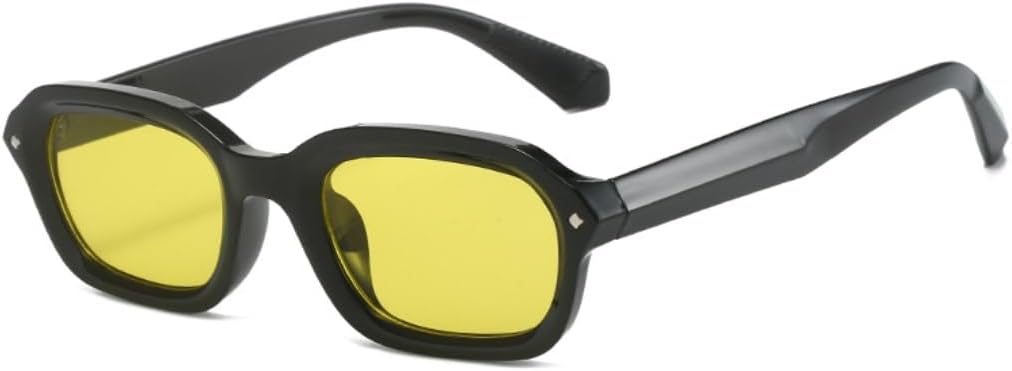 

Солнцезащитные очки с защитой UV400 | Маленькая оправа, заклепки, цветные линзы | Для женщин и мужчин, для занятий спортом на открытом воздухе и вождения DSVIGF, Black Yellow