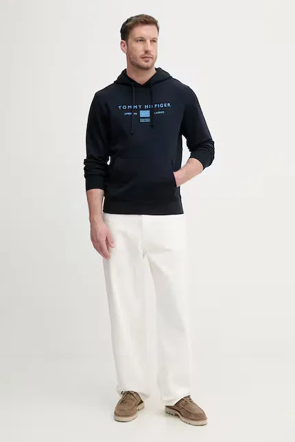Олимпийка с капюшоном хлопковая Tommy Hilfiger, синий — фото 2