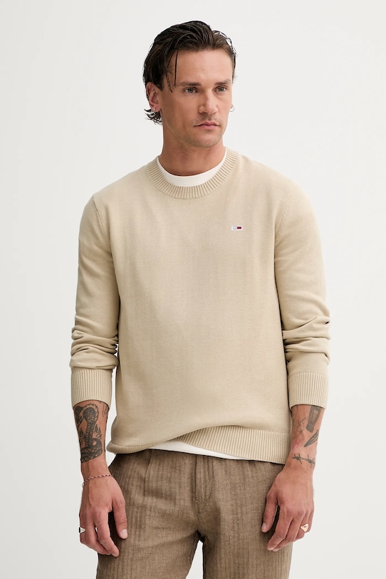 

Хлопковый свитер Tommy Jeans, бежевый