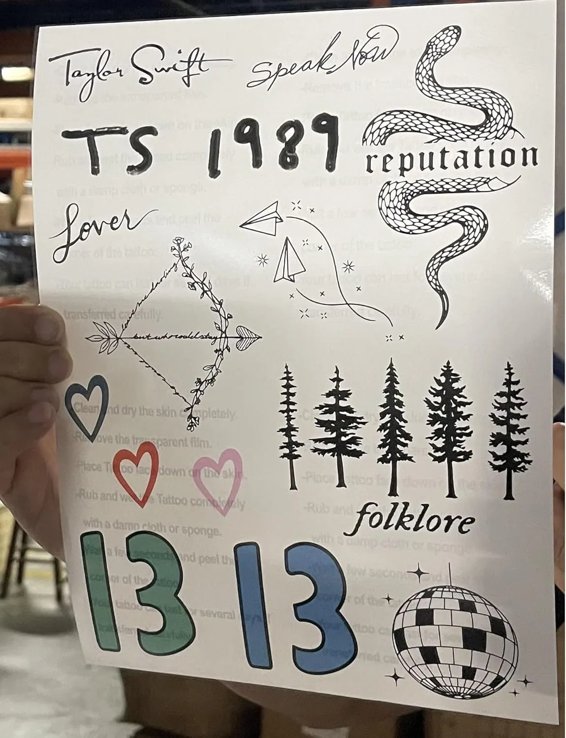 Набор временных татуировок «T-Swift Tay Tayla Swifties Tattoo Set» Costumeteers — фото 4