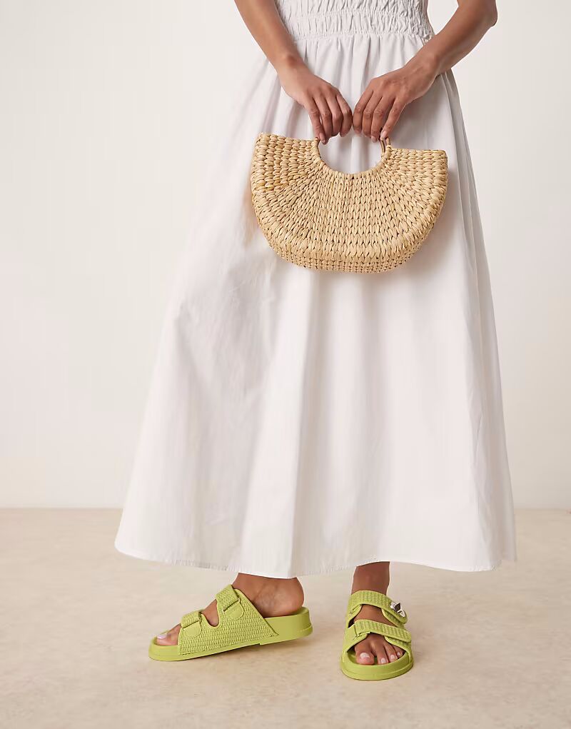Шлепанцы ASOS DESIGN Fawn со стелькой и поворотным замком цвета лайма — фото 3