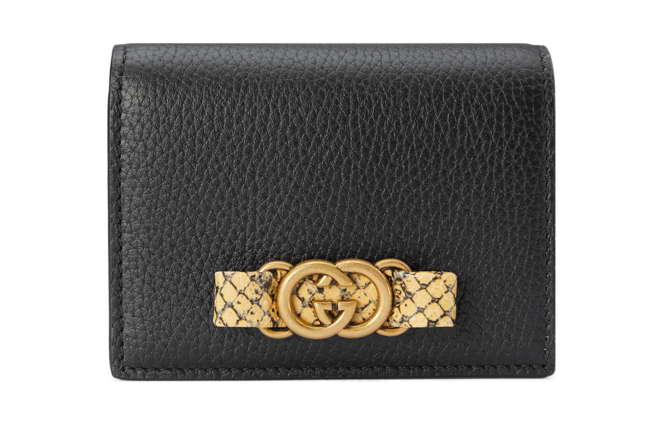 

GUCCI Женский бумажник из кожи питона черный