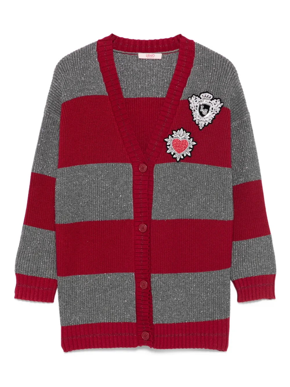 

Полосатый декорированный кардиган Liu Jo Kids, красный